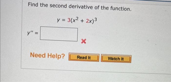 Solved Find the second derivative of the function. | Chegg.com