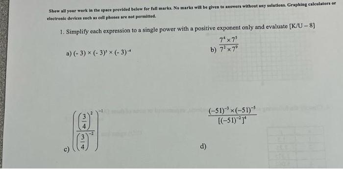 Solved Shew all your work in the space provided below for | Chegg.com