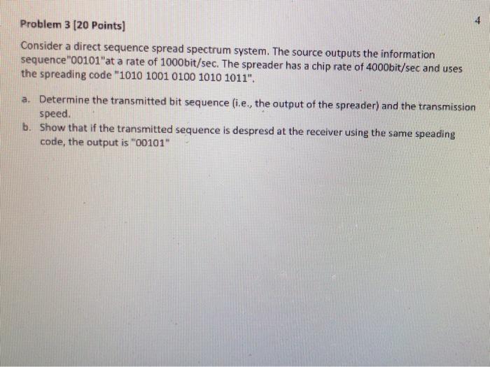 Solved Problem 3 (20 Points) Consider a direct sequence | Chegg.com