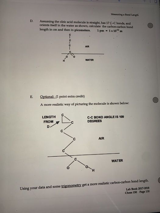 Measuring A Bond Length I Experiment 18 Measuring Chegg