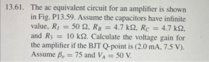 Solved 61. The ac equivalent circuit for an amplifier is | Chegg.com