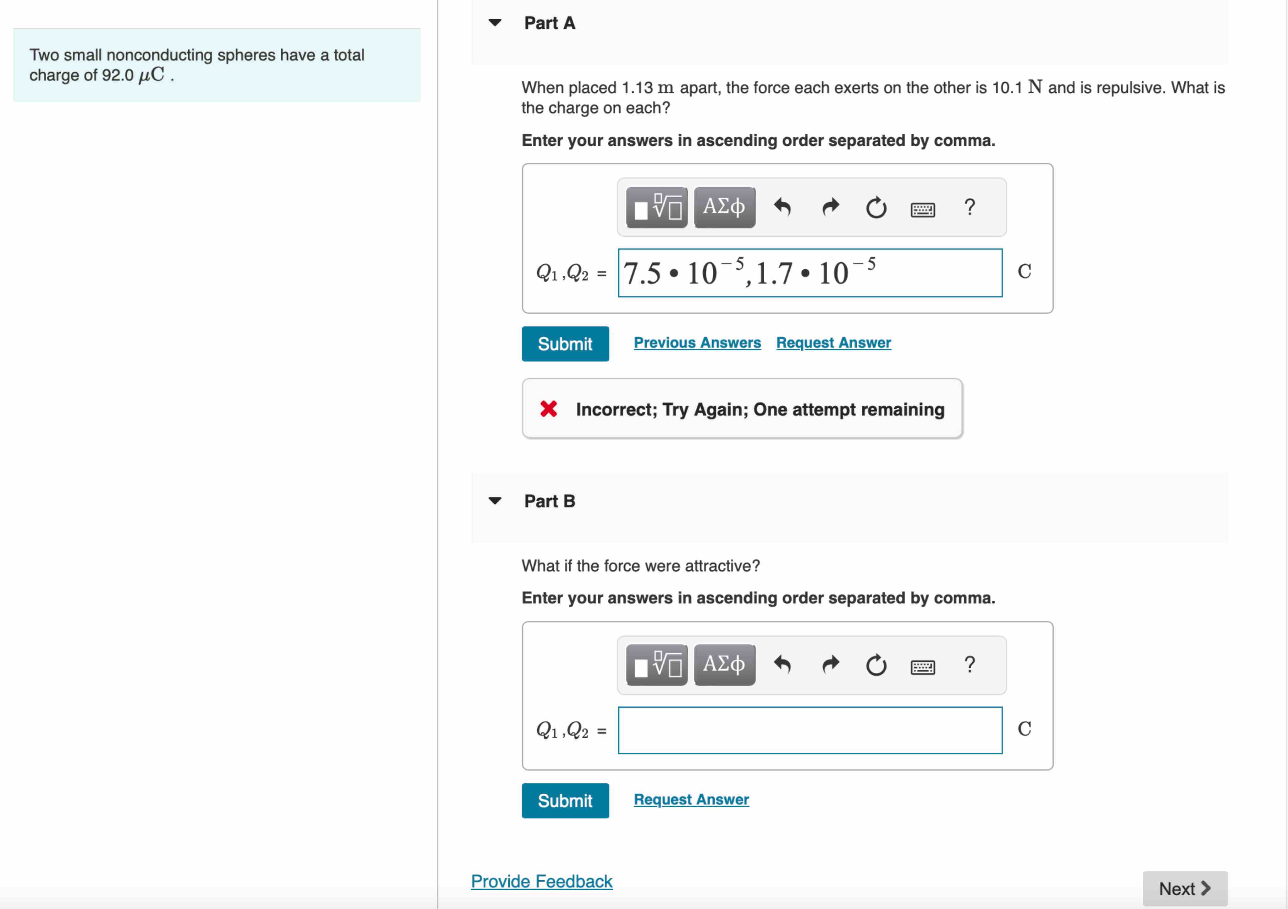 Solved Part ATwo small nonconducting spheres have a | Chegg.com