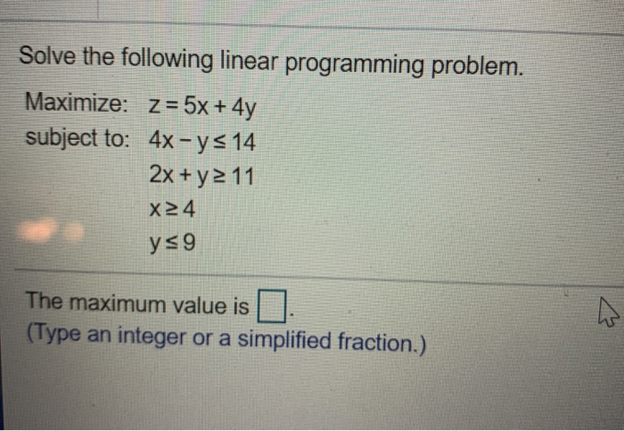 Solved Solve the following linear programming problem. | Chegg.com