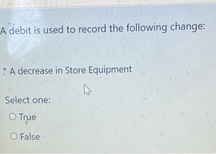 Solved A debit is used to record the following change: * A | Chegg.com