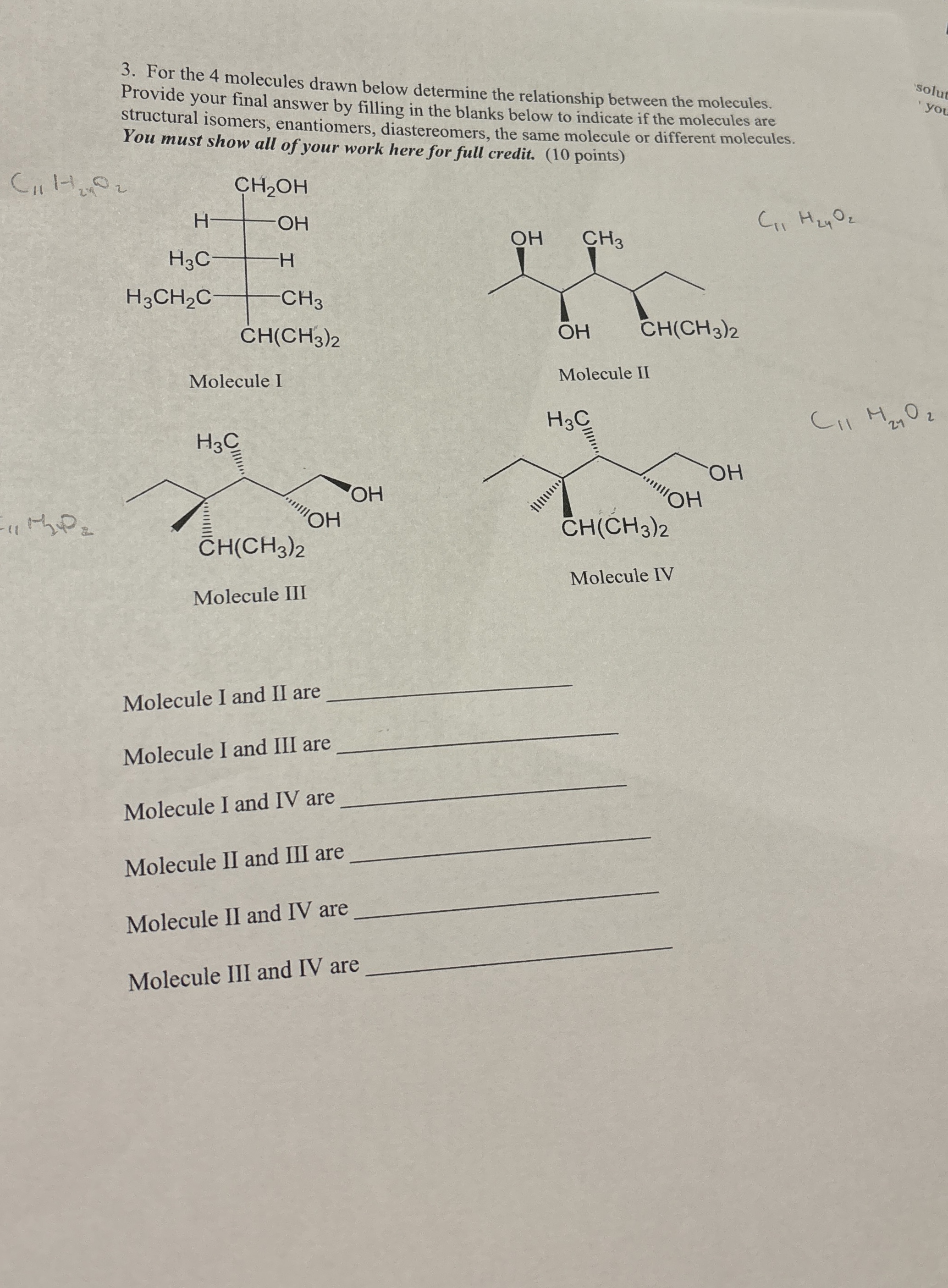Solved For the 4 ﻿molecules drawn below determine the | Chegg.com