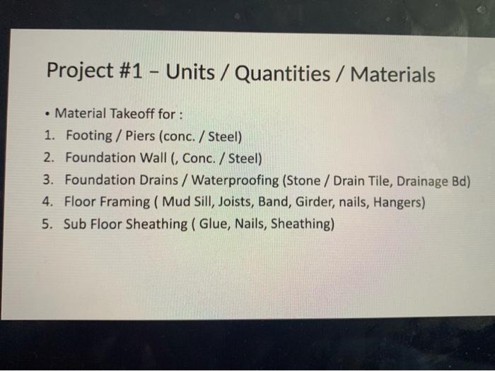 Solved Project #1 - Units / Quantities / Materials - | Chegg.com