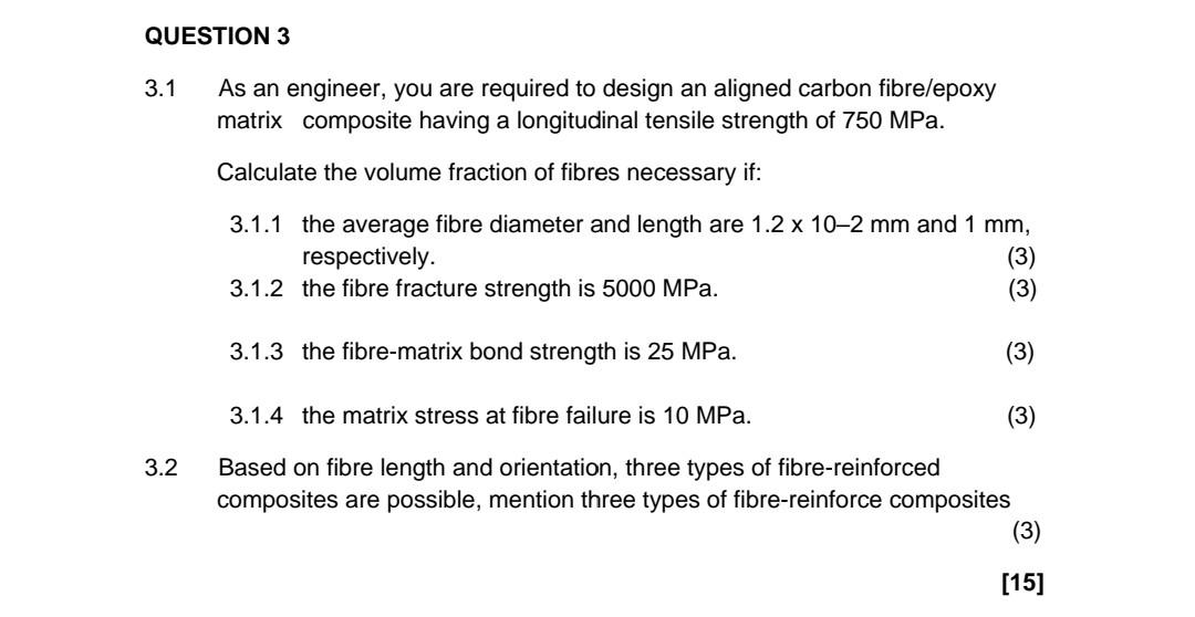 Solved QUESTION 3 3.1 As an engineer, you are required to | Chegg.com