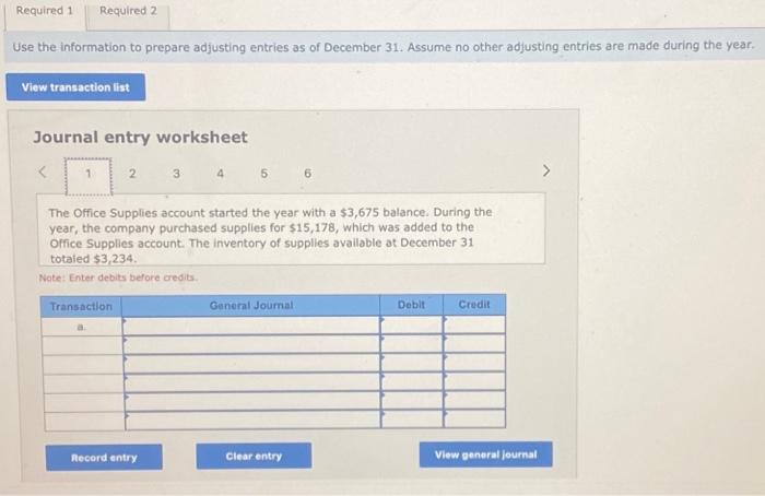 Solved Required 1 Required 2 Use The Information To Prepare | Chegg.com