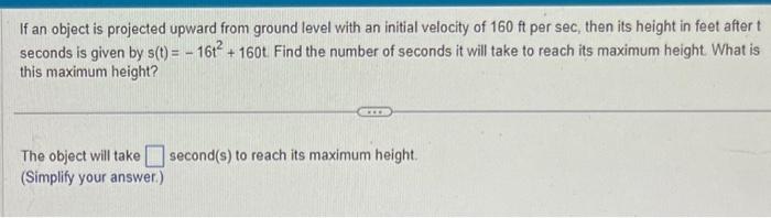 Solved If an object is projected upward from ground level | Chegg.com