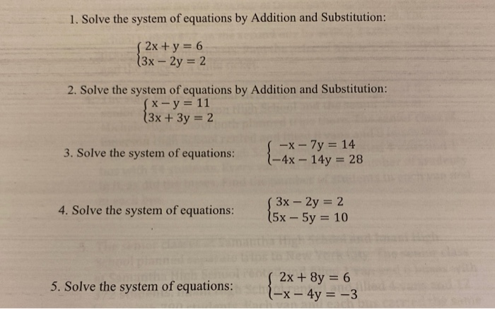 1 Solve The System Of Equations By Addition And Chegg Com