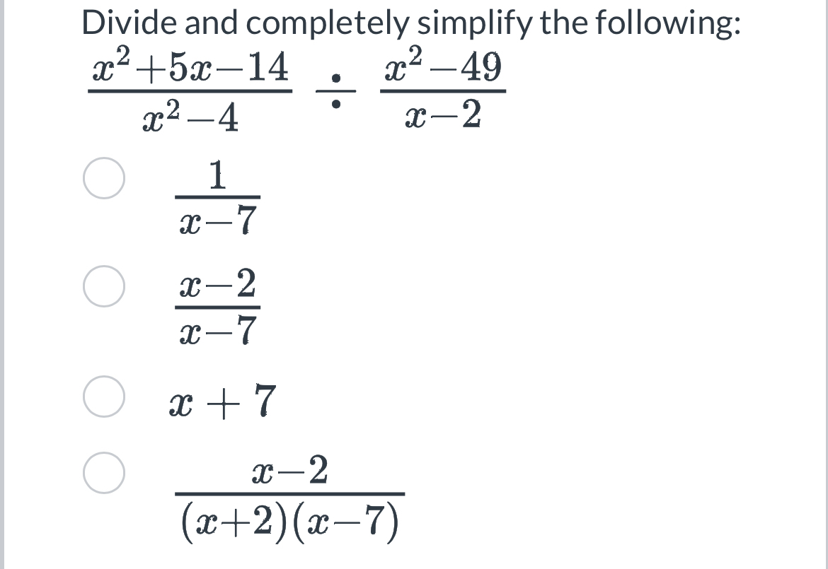 Solved Divide And Completely Simplify The Chegg