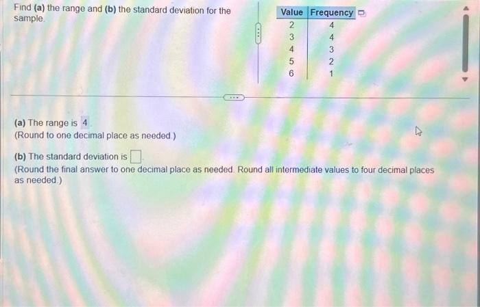 Solved Find (a) The Range And (b) The Standard Deviation For | Chegg.com