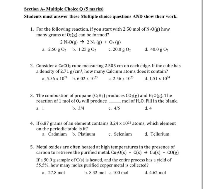 Solved Section A Multiple Choice Q 5 Marks Students Mu Chegg Com