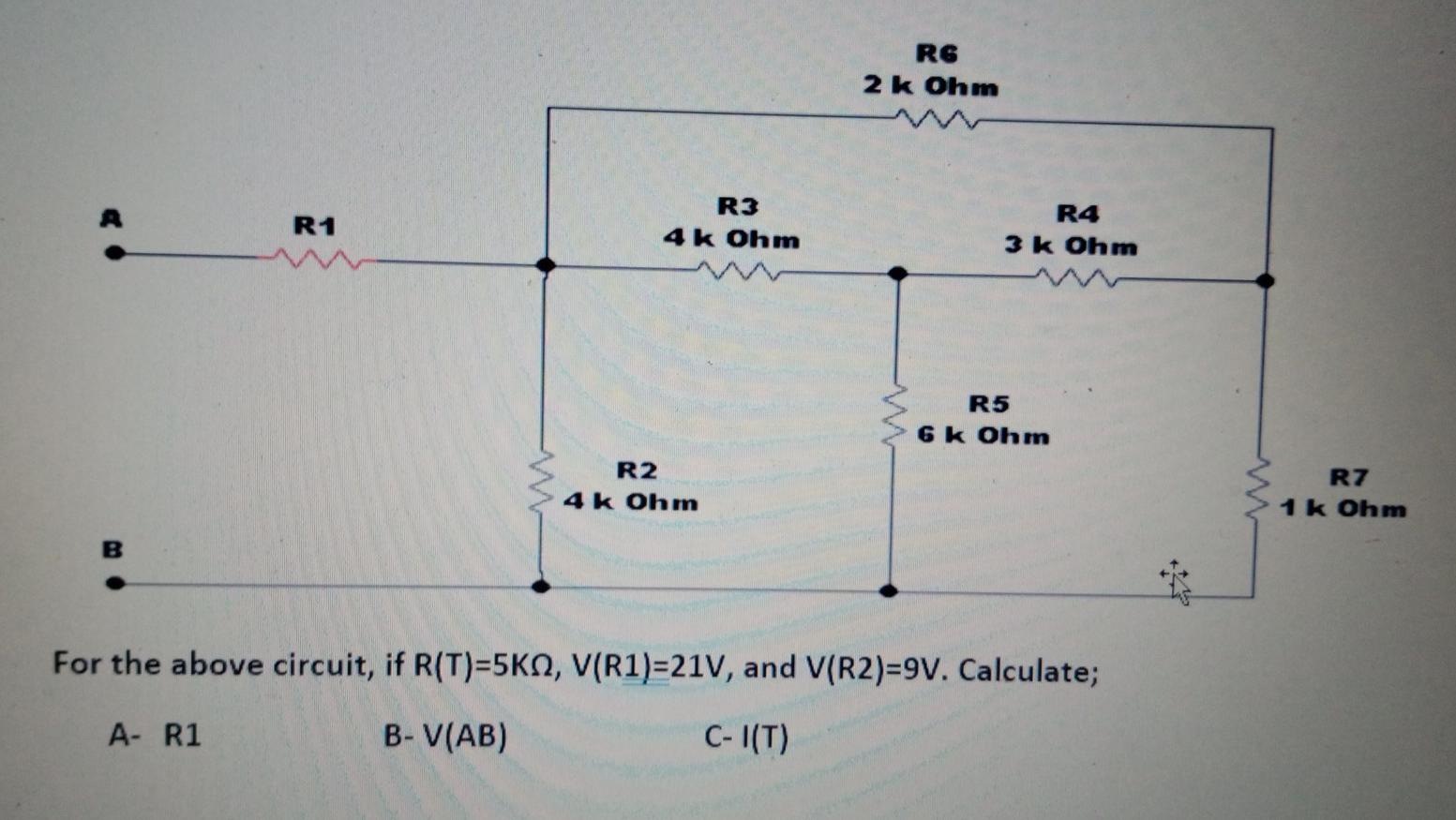 Solved RG 2k Ohm R1 R3 4k Ohm R4 3k Ohm R5 6 k Ohm R2 4k Ohm | Chegg.com