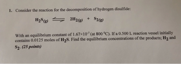 Solved 1. Consider the reaction for the decomposition of | Chegg.com