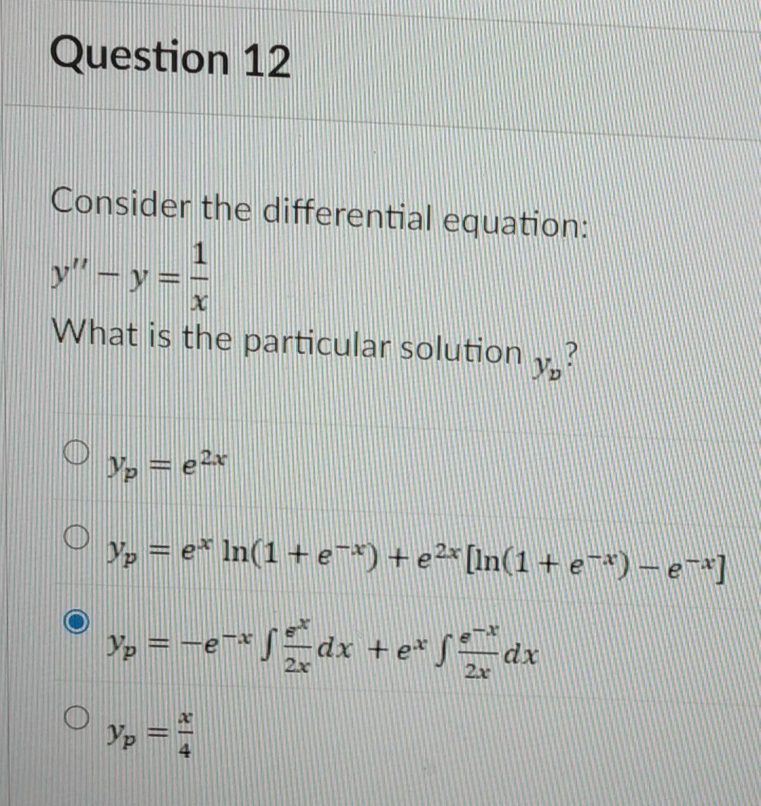 Solved Question 12 Consider the differential equation: 1 | Chegg.com