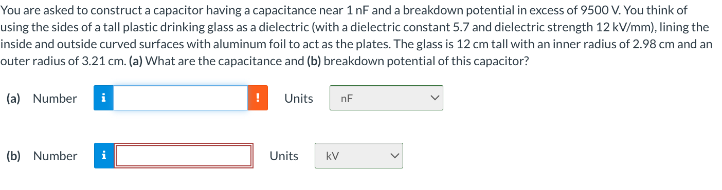 Solved You are asked to construct a capacitor having a | Chegg.com