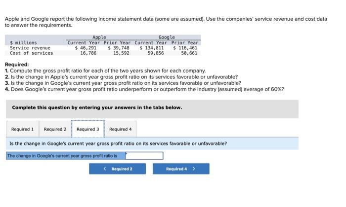Solved Apple and Google report the following income | Chegg.com