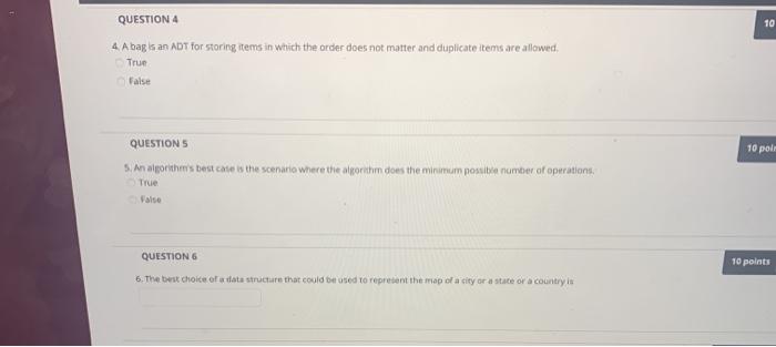 Solved 10 QUESTION 1 1. A hash table is a data structure | Chegg.com