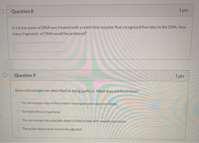 Solved Question 8 1 pts If a linear piece of DNA was treated | Chegg.com