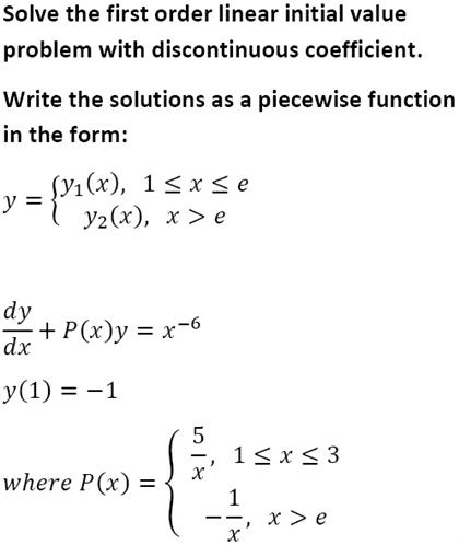 Solved Solve the first order linear initial value problem | Chegg.com