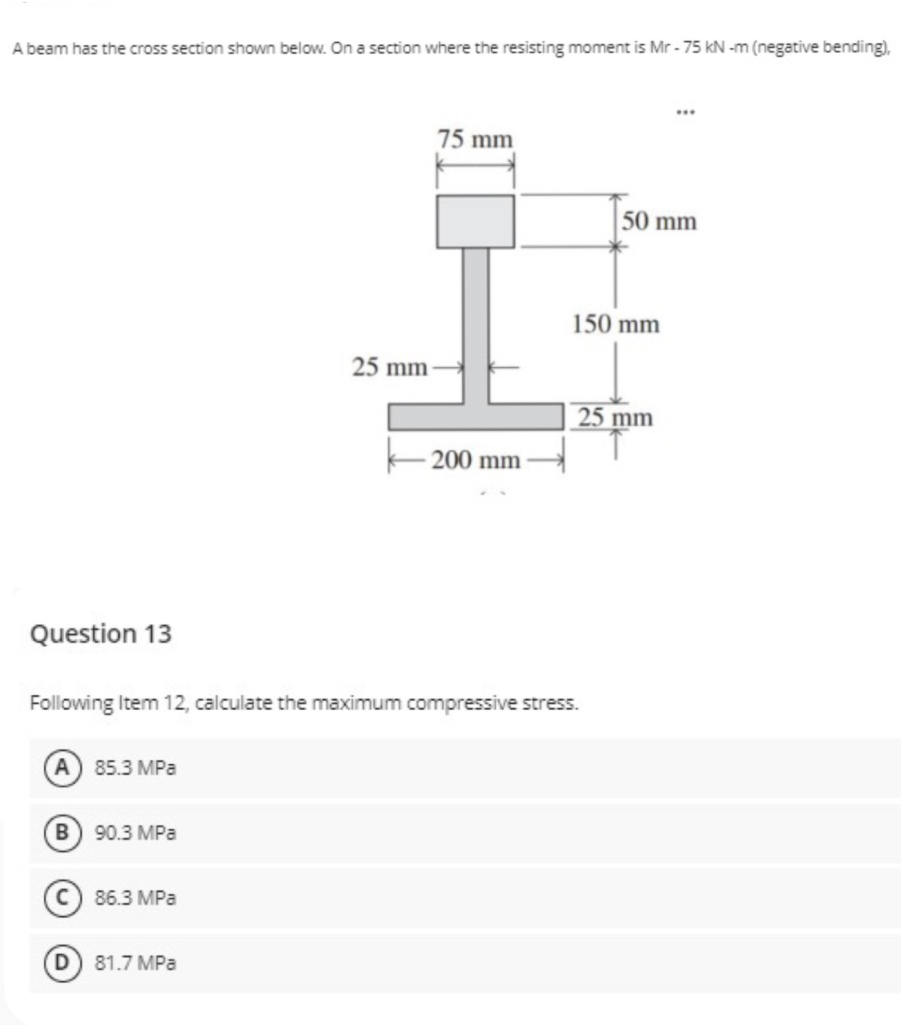 Solved A beam has the cross section shown below. On a | Chegg.com