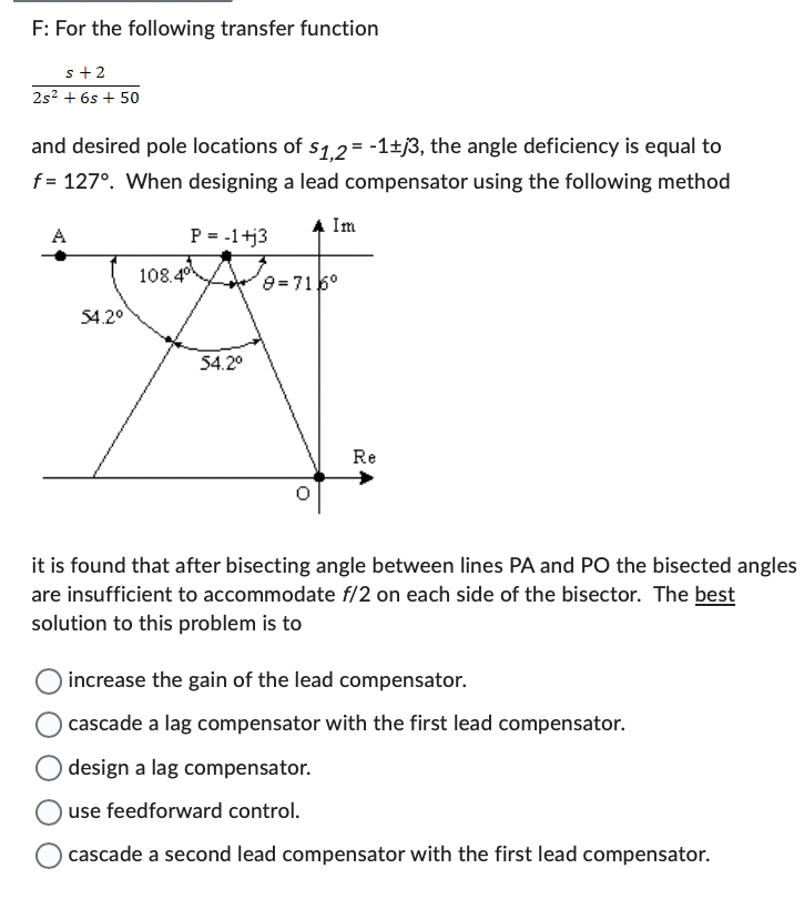 Solved F: For the following transfer functions+22s2+6s+50and | Chegg.com