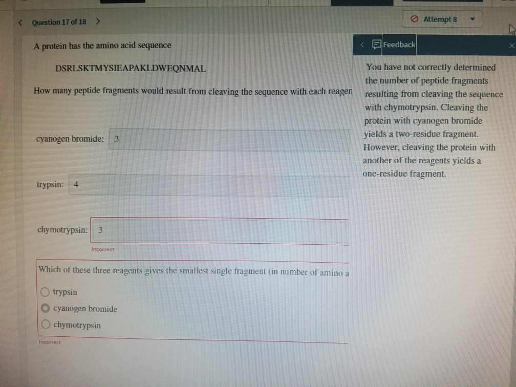 Pls help. In the chymotrypsin I have alreasy answered