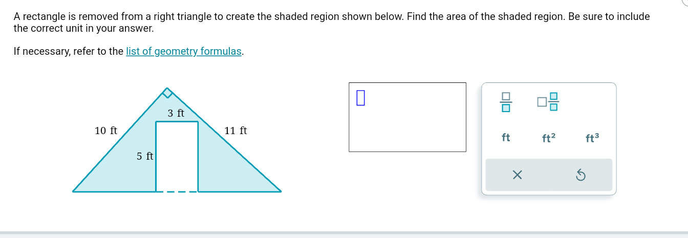 Solved A rectangle is removed from a right triangle to | Chegg.com