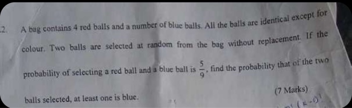 Solved Experiment: A bag contains 4 colored balls (a blue, a