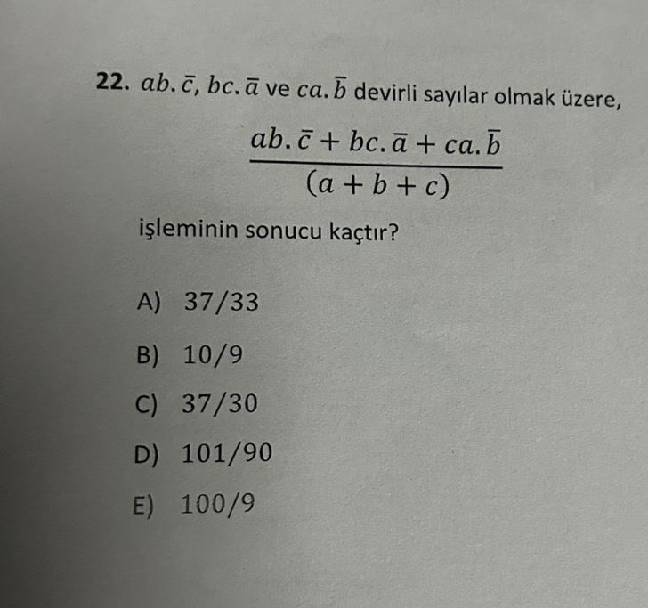 Solved Ab*bar (c),bc*ā ﻿ve Ca.bar (b) ﻿devirli Sayılar Olmak | Chegg.com