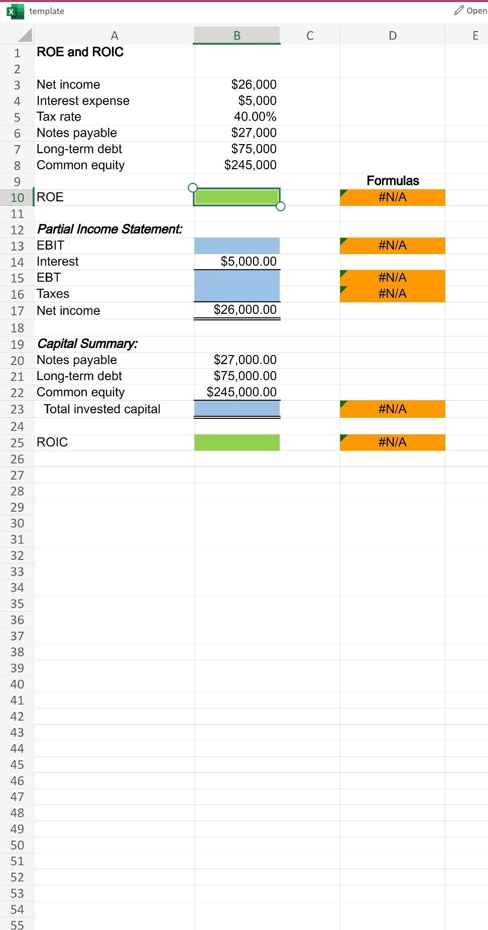 Solved Excel Online Structured Activity ROE and ROIC Baker