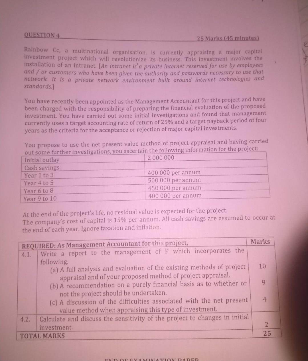 Solved QUESTION 4 25 Marks (45 minutes) Rainbow Cc, a | Chegg.com