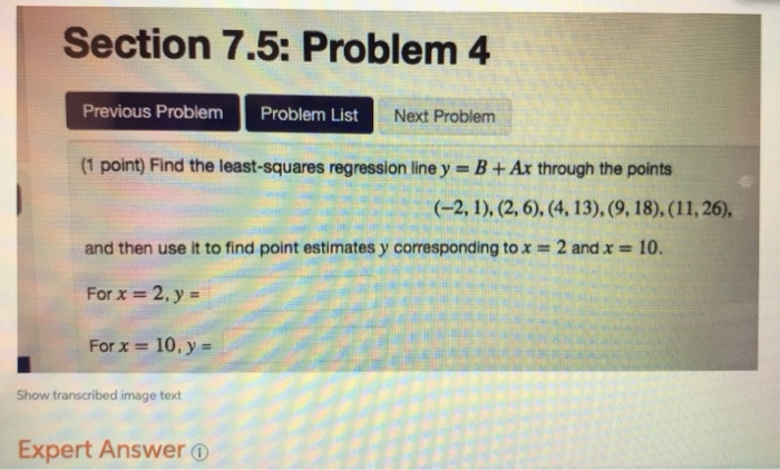 Solved Section 7.5: Problem 4 Previous Problem Problem List | Chegg.com
