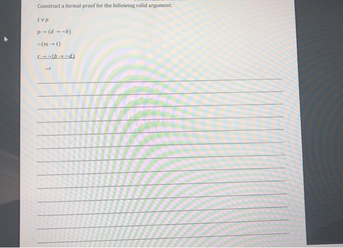 Solved Construct a formal proof for the following valid | Chegg.com