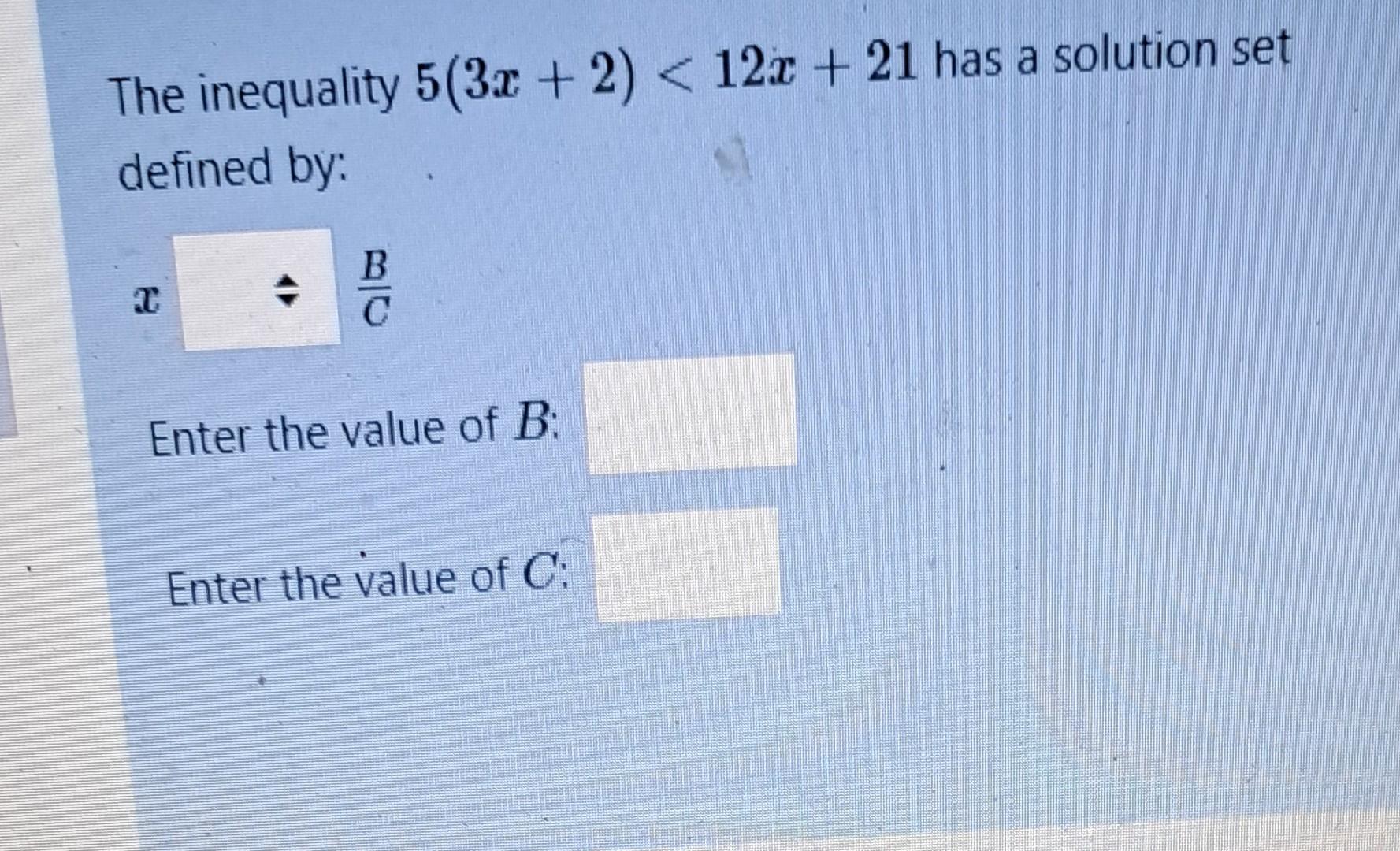 solved-the-inequality-5-3x-2