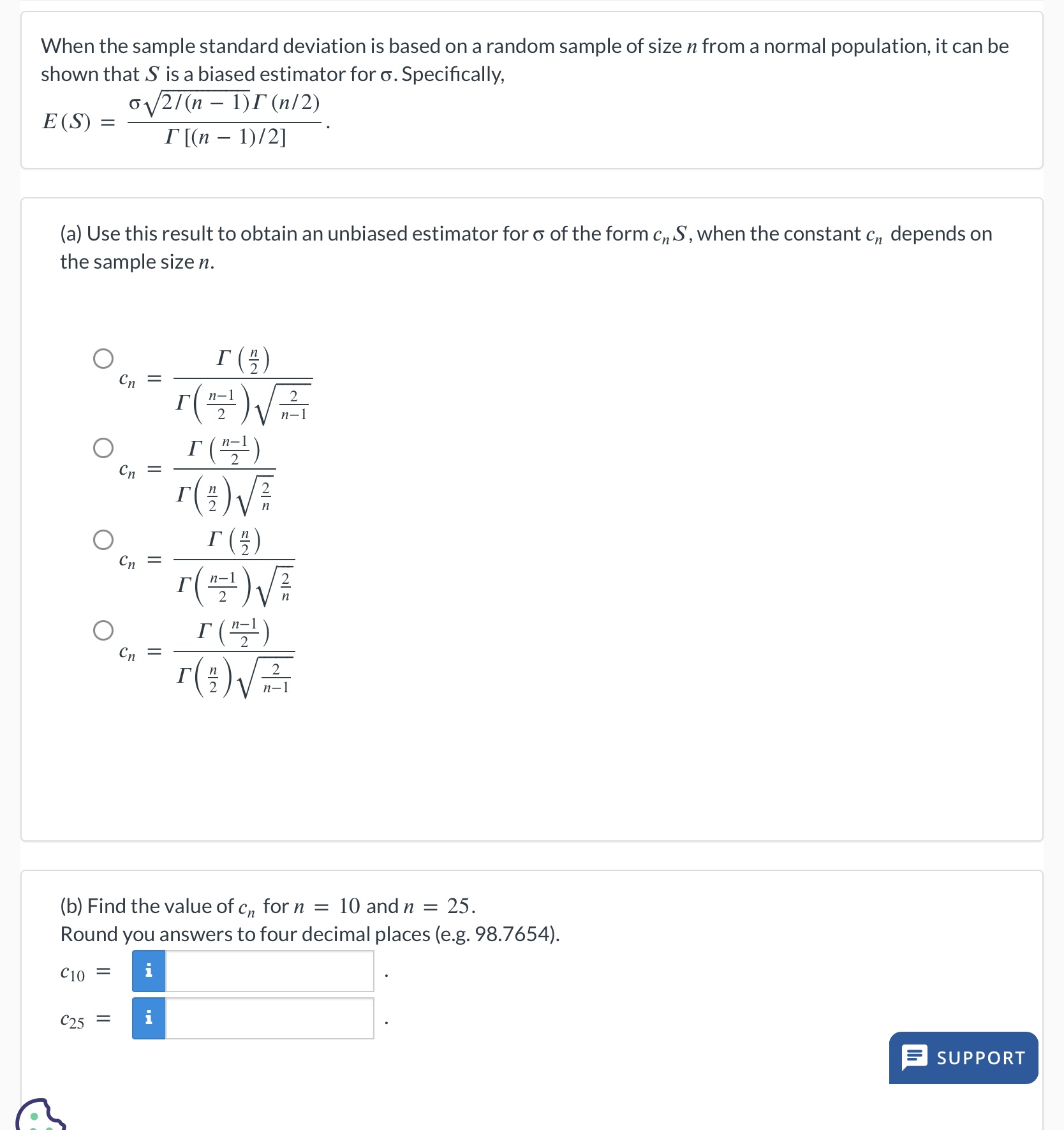 Solved When the sample standard deviation is based on a | Chegg.com