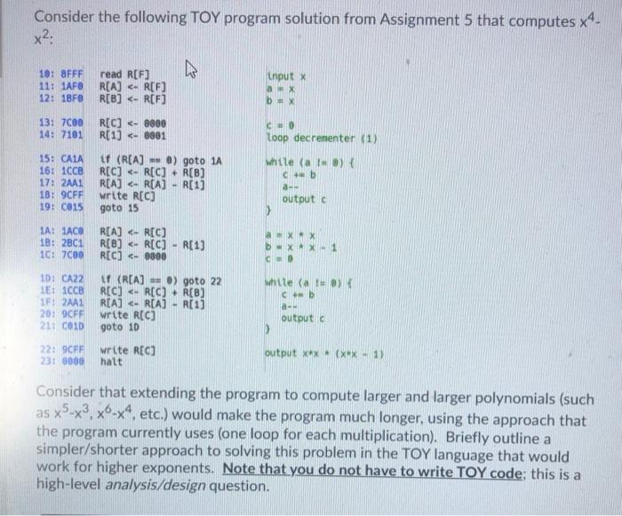 Solved Consider the following TOY program solution from | Chegg.com