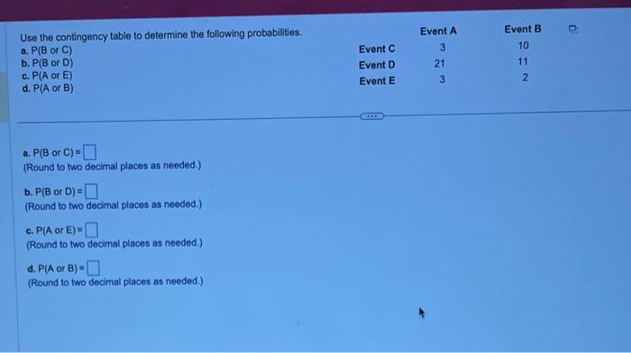 Solved Use The Contingency Table To Determine The Following | Chegg.com