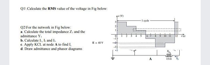 Solved QI\ Calculate the RMS value of the voltage in Fig | Chegg.com