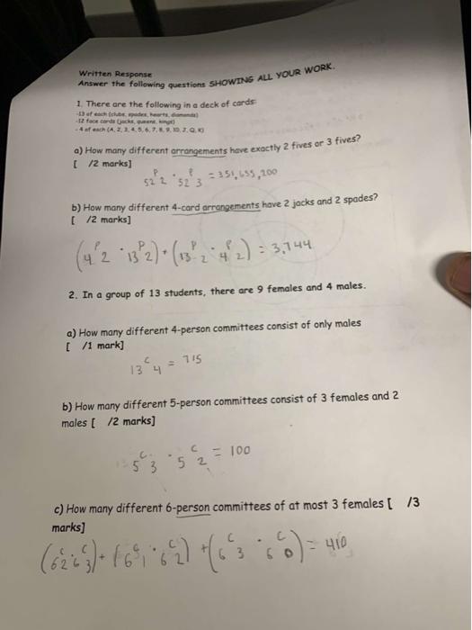 Solved Written Response Answer the following questions | Chegg.com