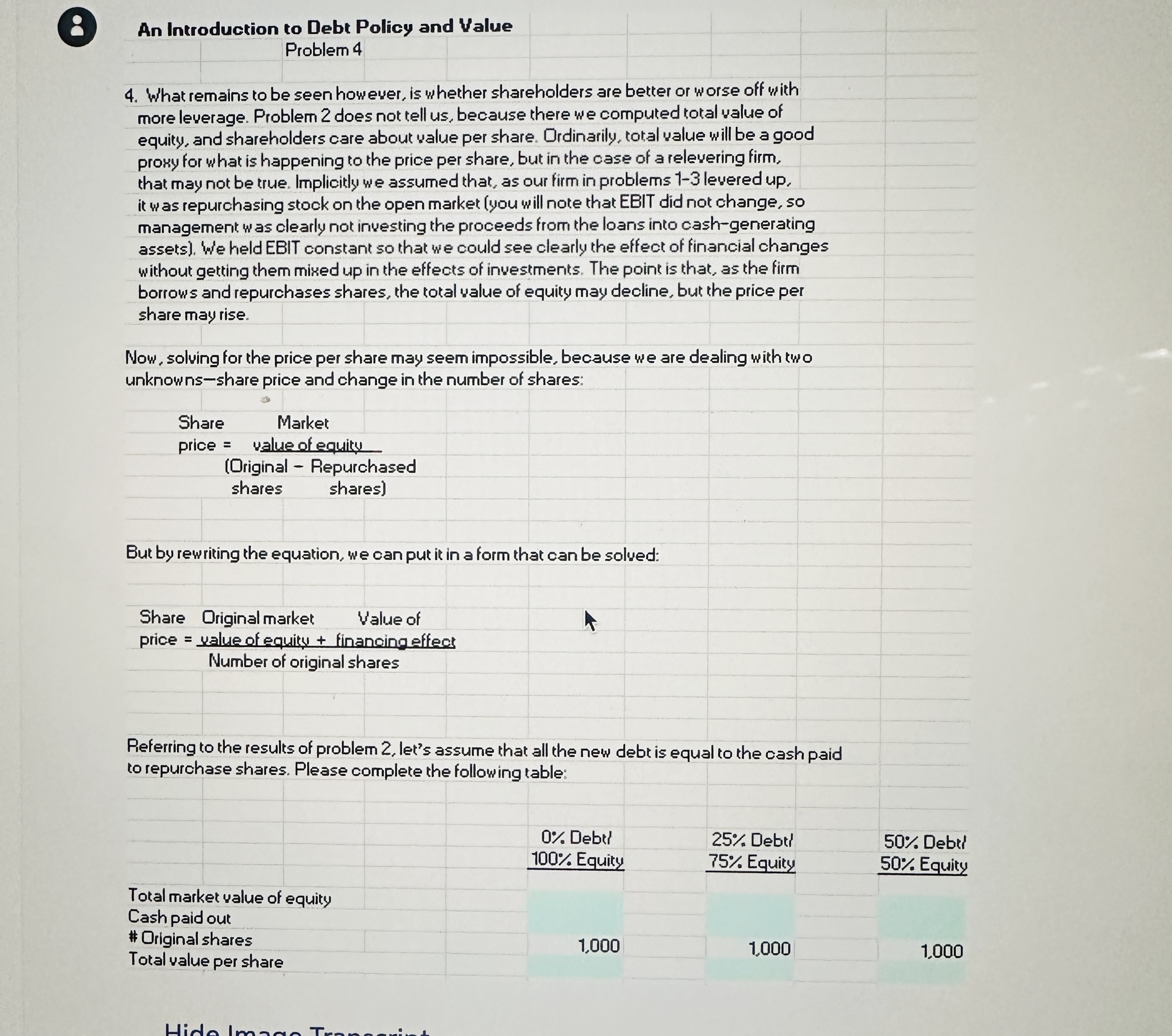Solved 8 ï An Introduction To Debt Policy And Valueproblem Chegg Solved 8 ï An Introduction To Debt Policy And Valueproblem Chegg