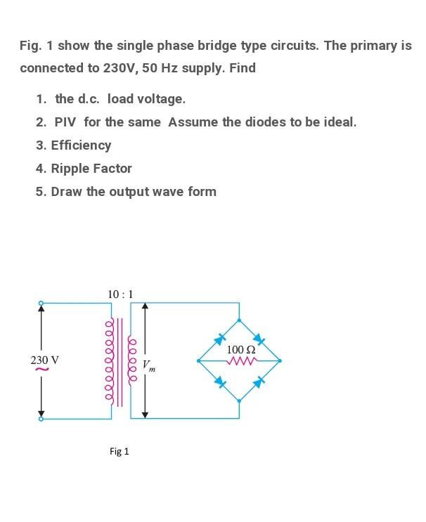 Solved Fig. 1 show the single phase bridge type circuits. | Chegg.com