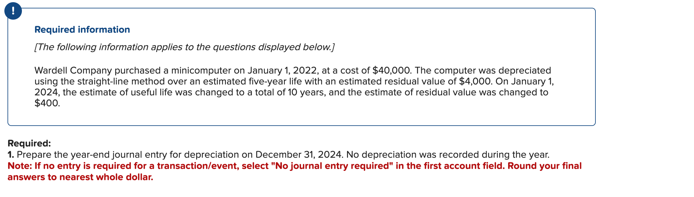 Solved RequiredPrepare the yearend journal entry for
