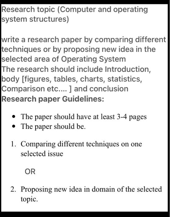 Solved Research topic (Computer and operating system | Chegg.com