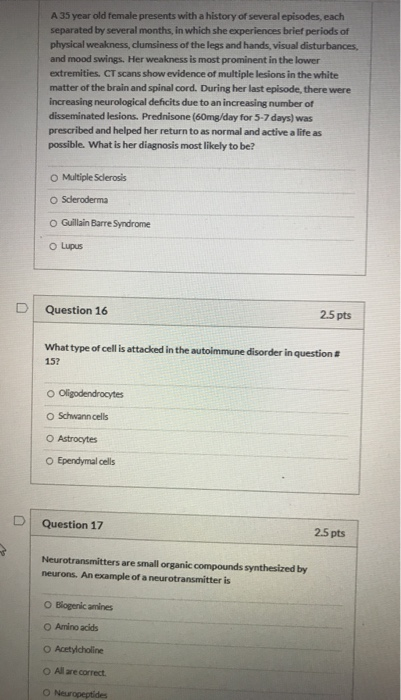 Solved A 35 year old female presents with a history of | Chegg.com