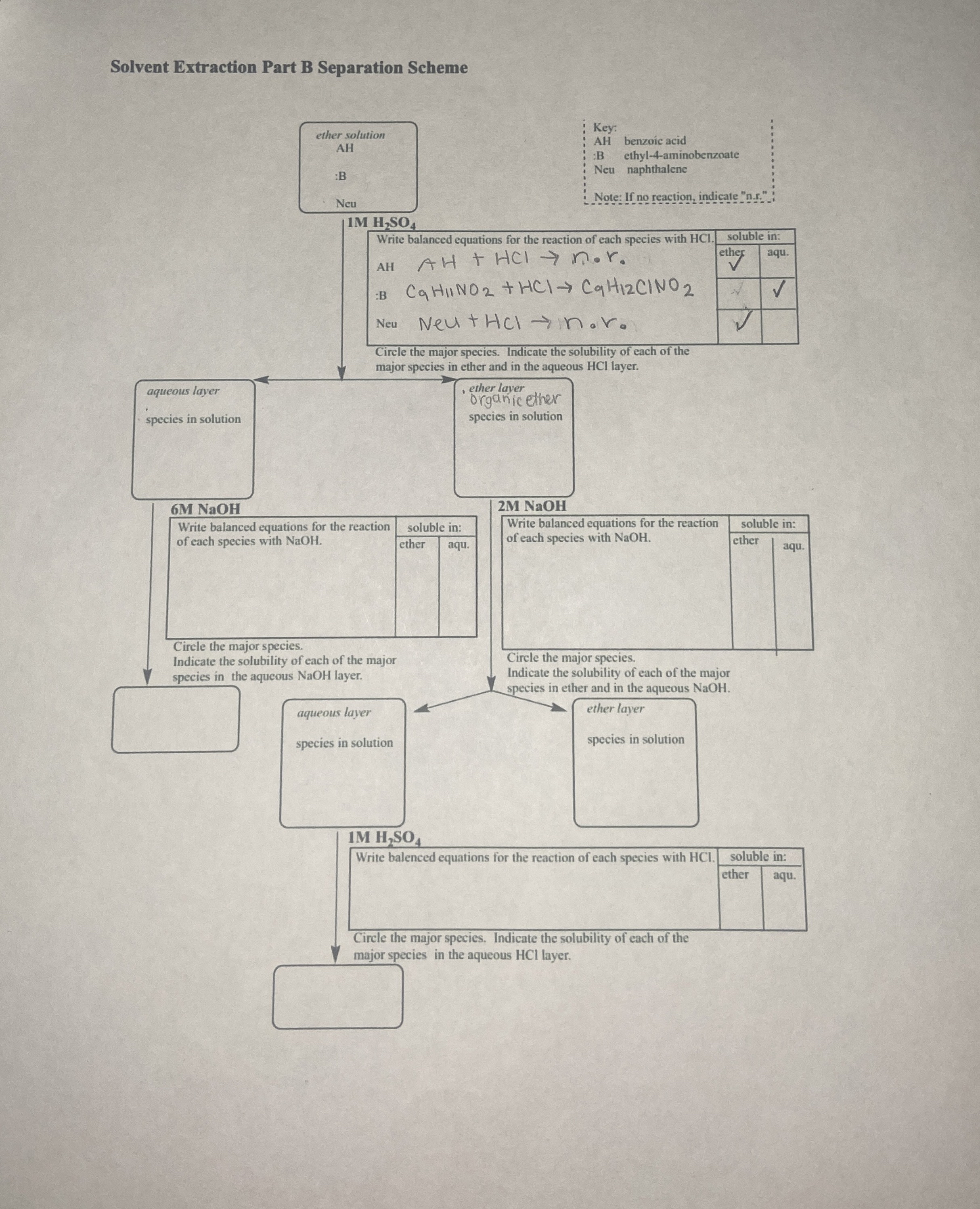 Need help writing out equations and filling out