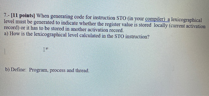 Solved 7.- [11 points] When generating code for instruction | Chegg.com