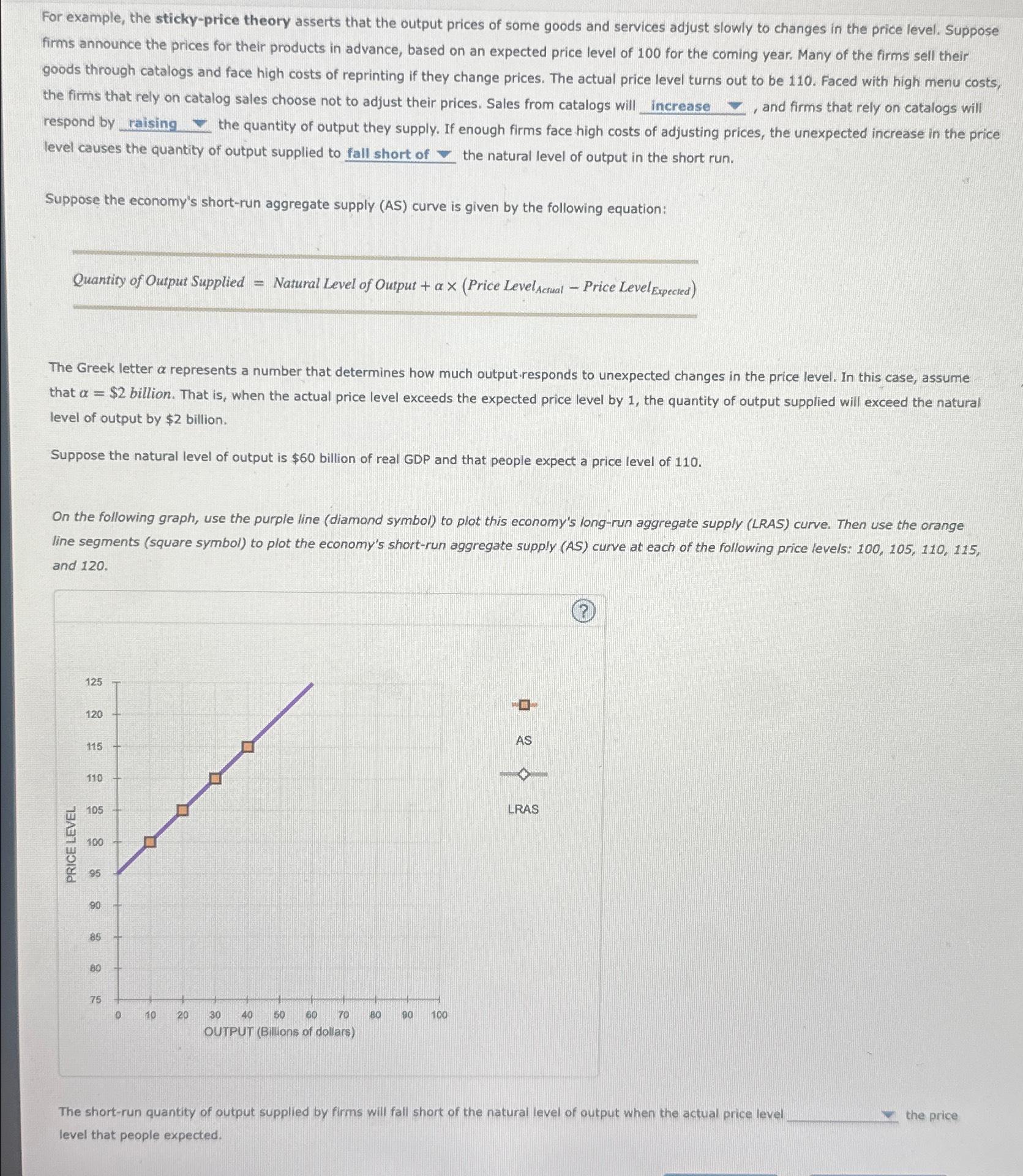 Solved For example, the sticky-price theory asserts that the | Chegg.com