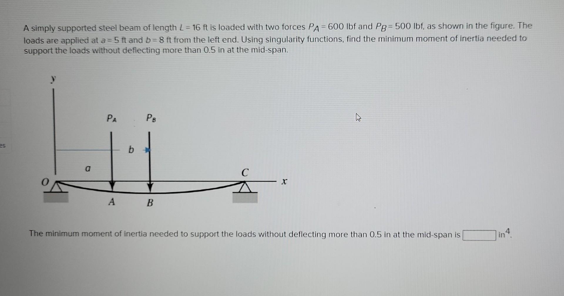 solved-a-simply-supported-steel-beam-of-length-l-16ft-is-chegg